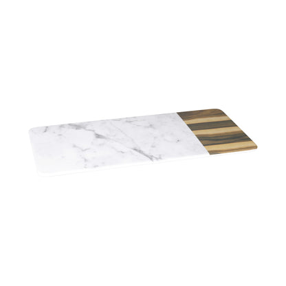 Melamine Rectangular Serving Tray - Hickory Wood, Carrara Marble