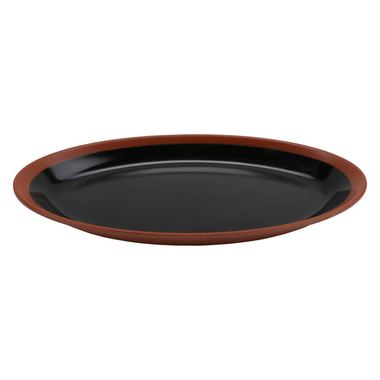 12" balance shiny black/matte terra cotta oval melamine platter (large), 12"L x 7"W x 1.15"H, GET, cheforward