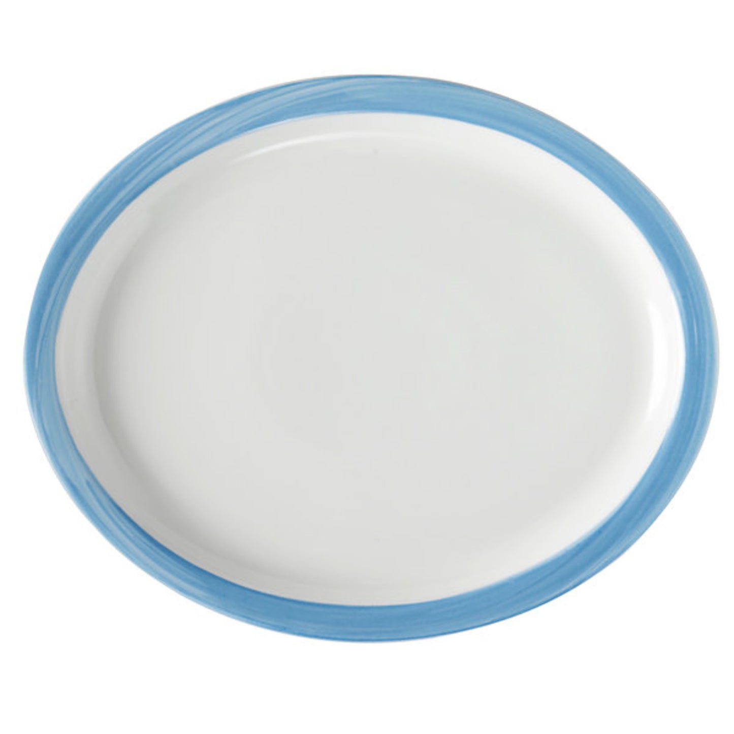 13" x 11" Blue Porcelain Rolled Edge Oval Platter with Narrow Rim, Corona Calypso (12 Pack)