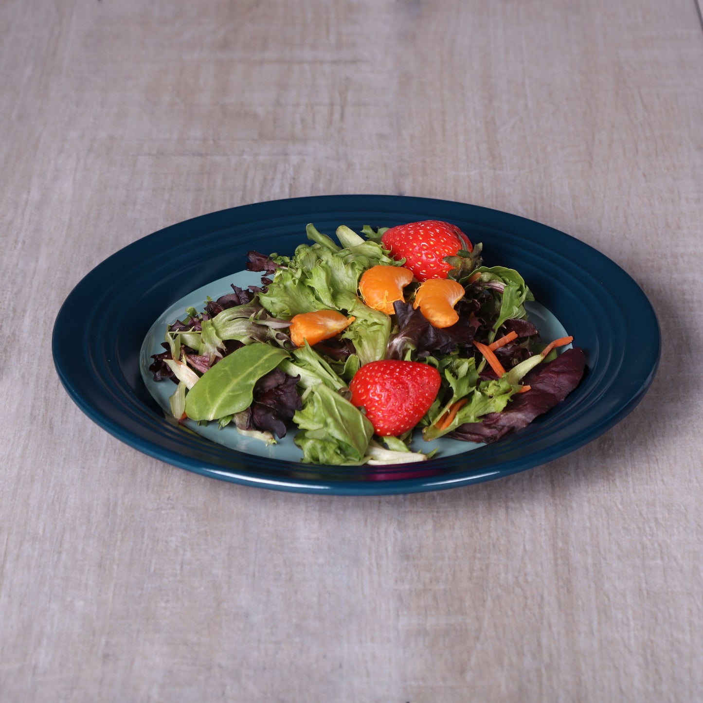 Melamine Round Two-Tone Plate - Abyss Gloss Inside/Lapis Matte Outside