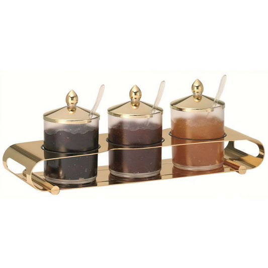 ELEGANCE Jam Bar 'Trio'  3 x 0.6 l, Model Gold  Stainles