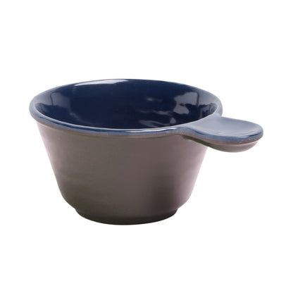 Melamine Bowl w/ 1 1/2" Handle - Chocolate Matte Outside/Lapis Gloss Inside