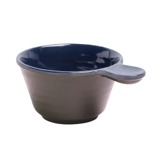 Melamine Bowl w/ 1 1/2" Handle - Chocolate Matte Outside/Lapis Gloss Inside