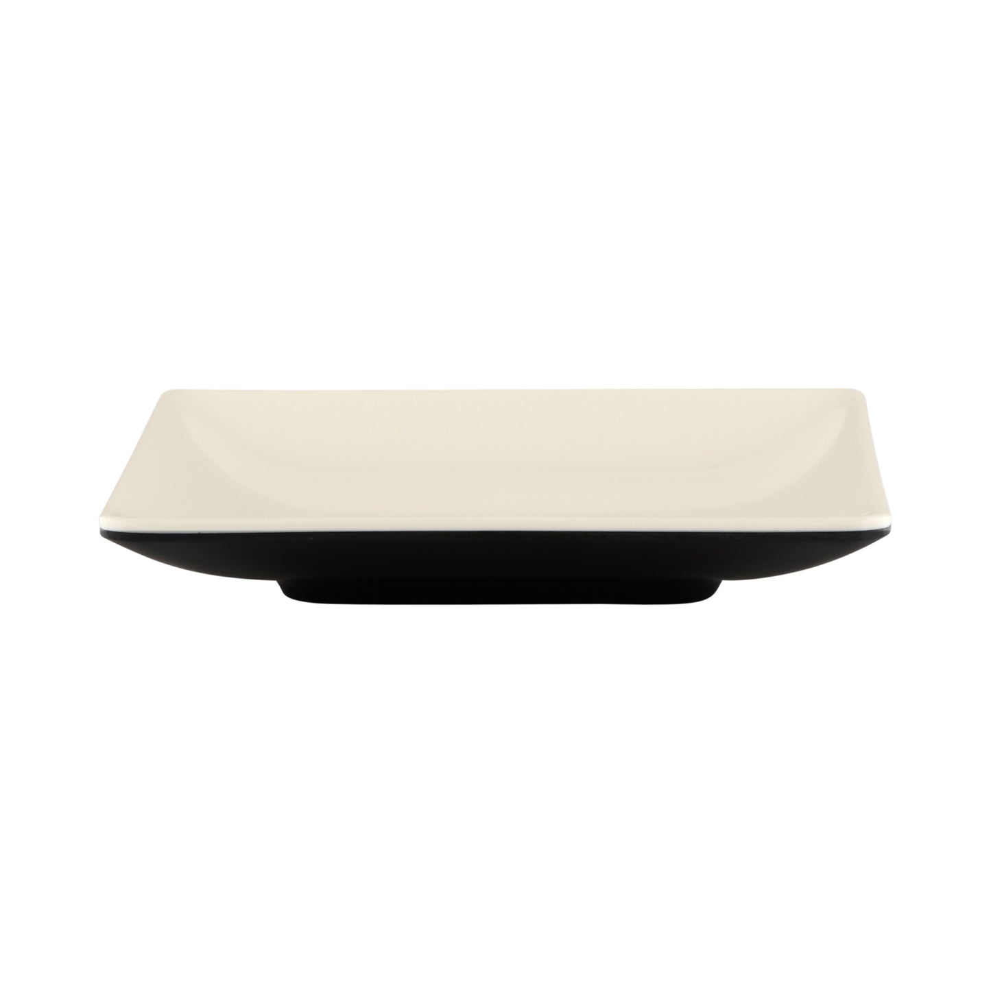 Melamine Square Two-Tone Plate - Ebony Outside, Sand Inside