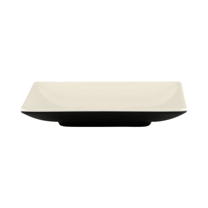 Melamine Square Two-Tone Plate - Ebony Outside, Sand Inside