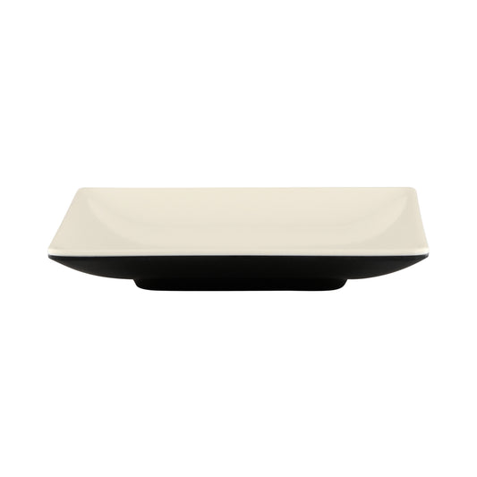 Melamine Square Two-Tone Plate - Ebony Outside, Sand Inside