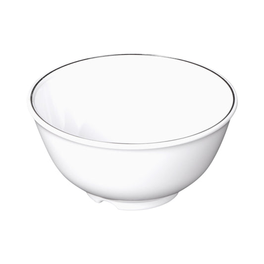 Melamine Round Bowl - White w/ Black Trim