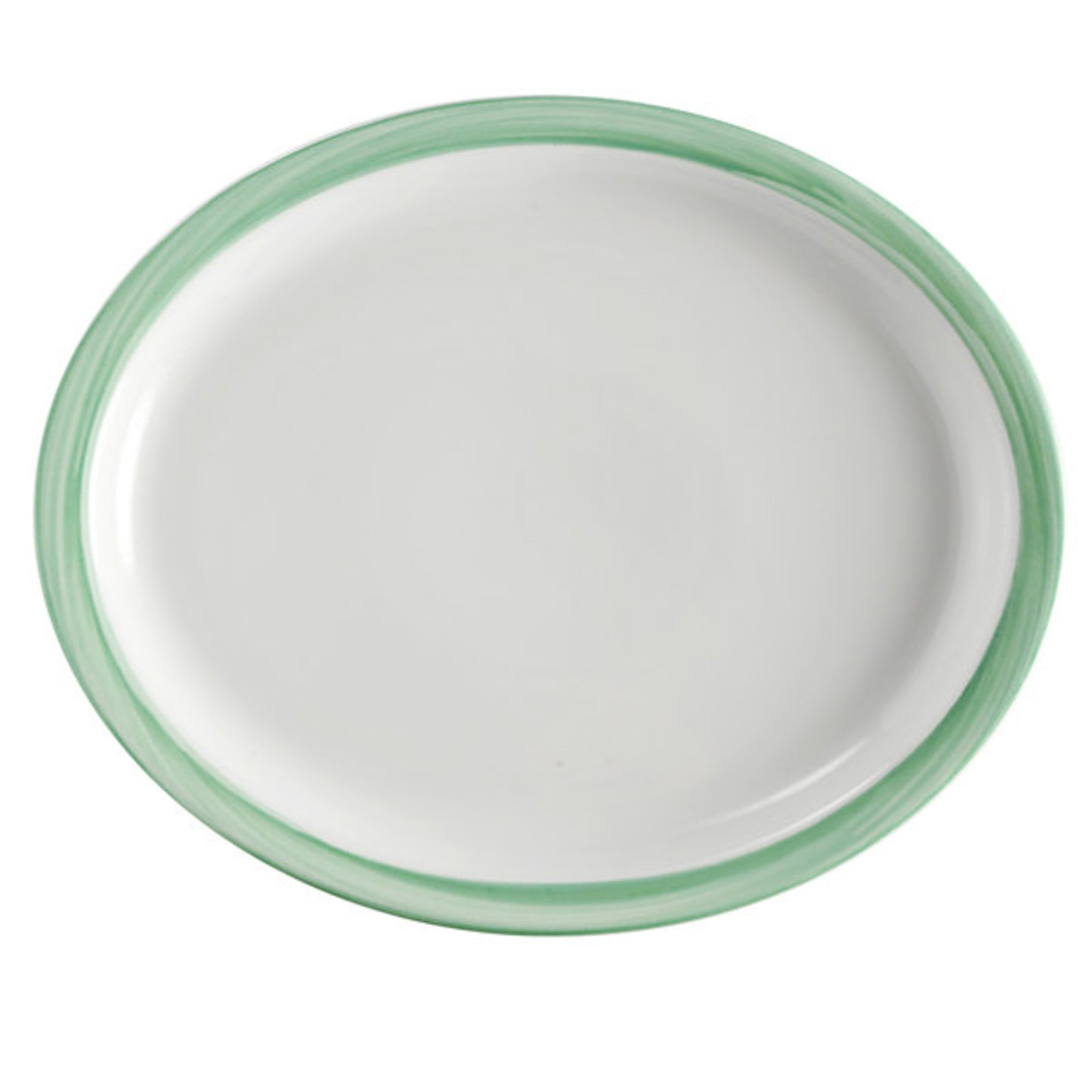 13" x 11" Green Porcelain Rolled Edge Oval Platter with Narrow Rim, Corona Calypso (12 Pack)