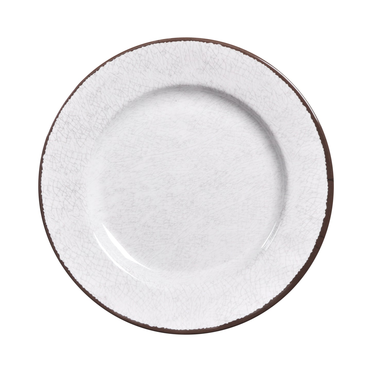 Melamine Round Crackle Plate - White
