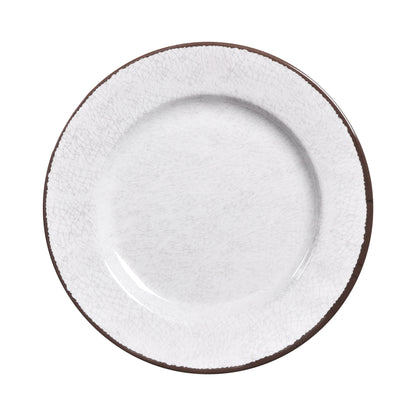 Melamine Round Crackle Plate - White