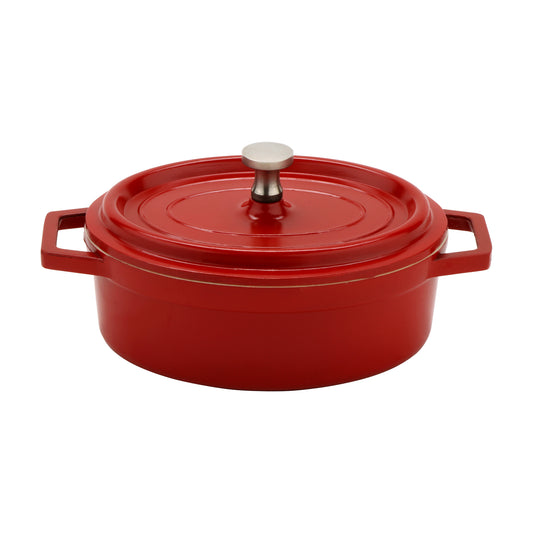 12 oz. (14.5 oz. rim-full), 5.5" x 4.25" Mini Induction Ready Oval Pot w/ Lid (6.75" w/ Handles), 2" deep