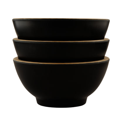 Melamine Round Bowl - Black w/ Gold Decal