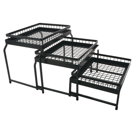 3-Tier Nesting Stand Set, Set Includes IR-735-MG Stand with 3-Each WB-1292-MG Wire Baskets