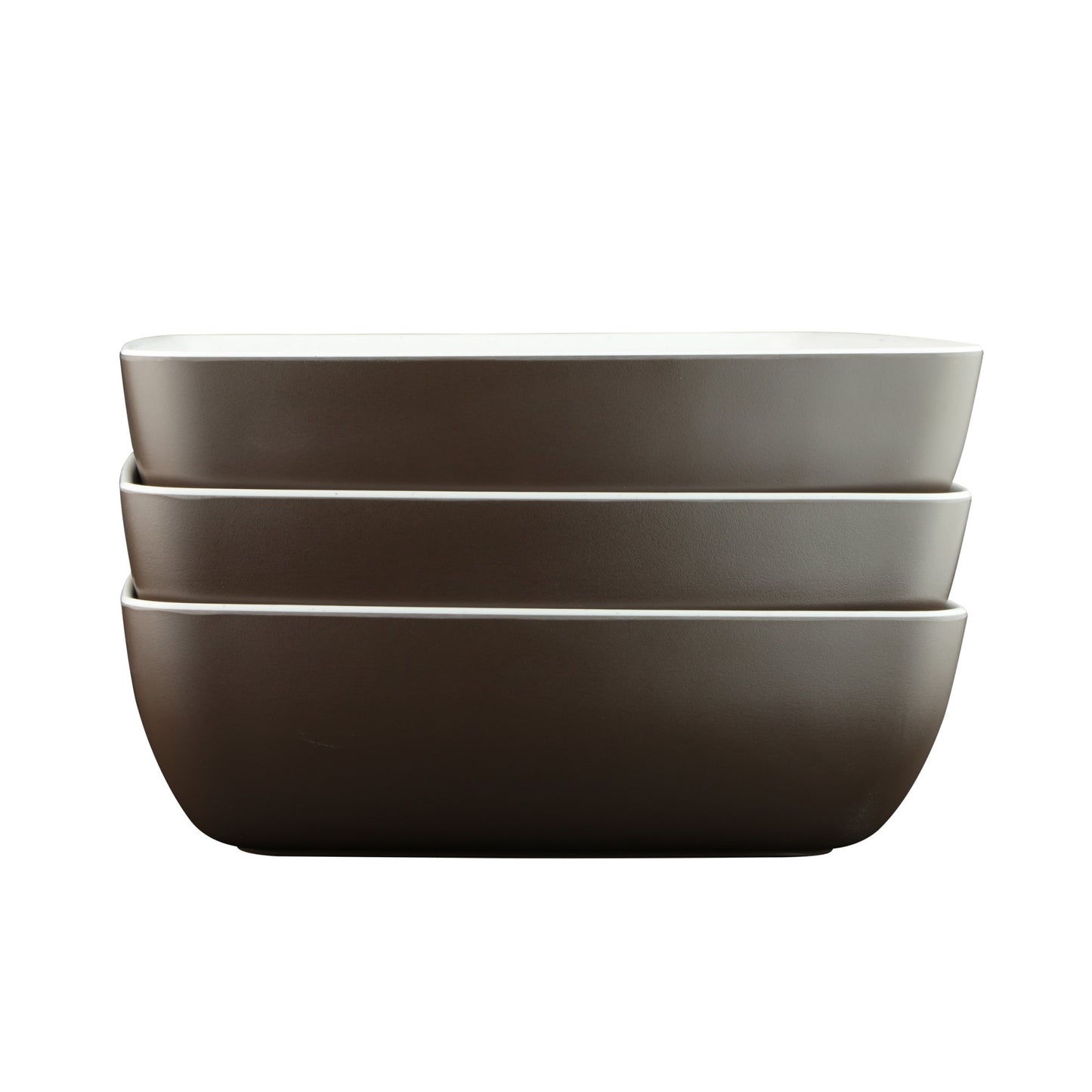 Melamine Rectangular Bowl - White Speckle Inside, Chocolate Outside