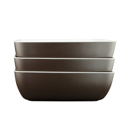 Melamine Rectangular Bowl - White Speckle Inside, Chocolate Outside