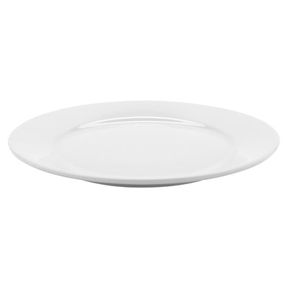 10" Bright White Porcelain Rolled Edge Plate, Corona Actualite (12 Pack)