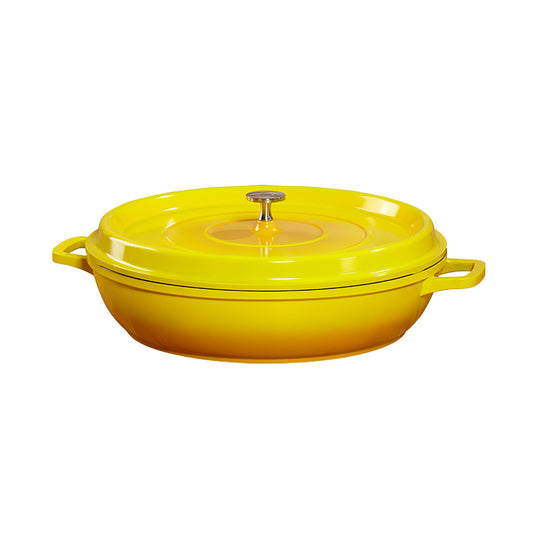 4.5 qt. (5 qt. rim-full), 12.63" Induction Ready Round Braiser / Paella w/ Lid, 2.88" deep (Clear Coat)