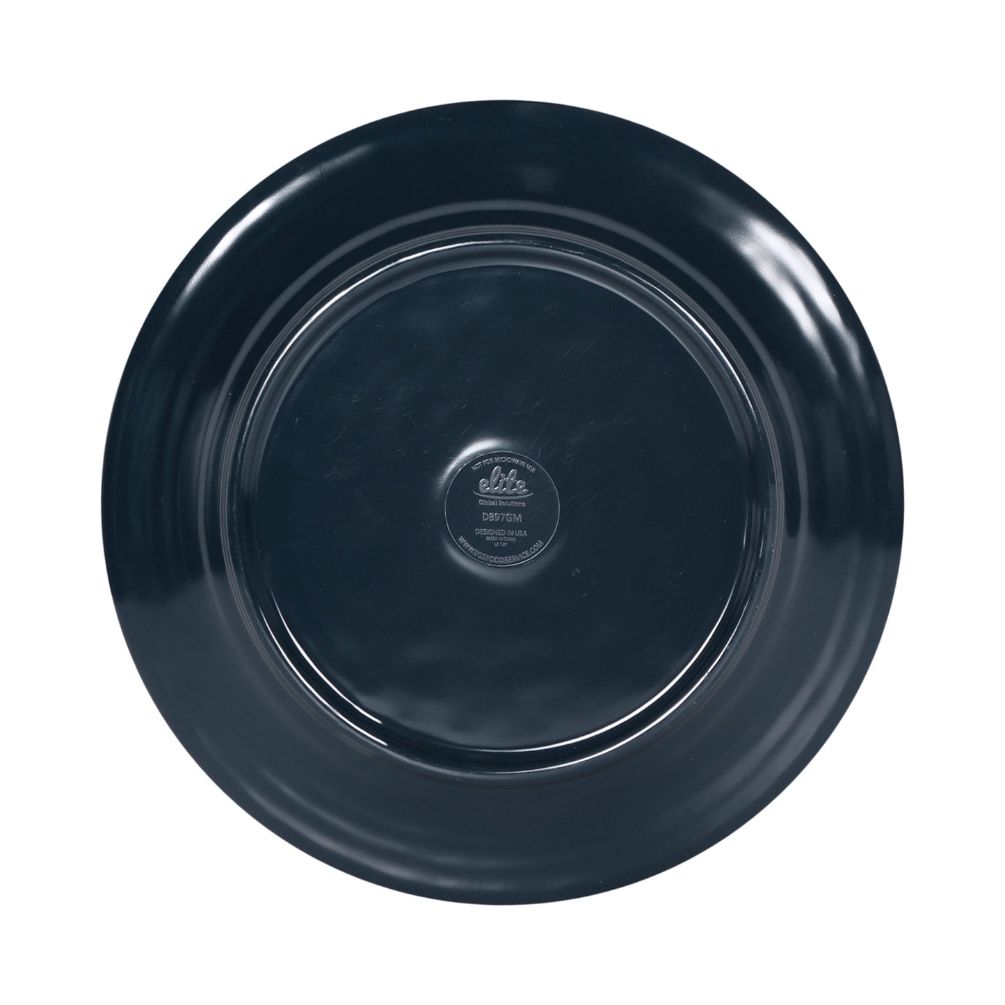 Melamine Round Two-Tone Plate - Abyss Gloss Inside/Lapis Matte Outside