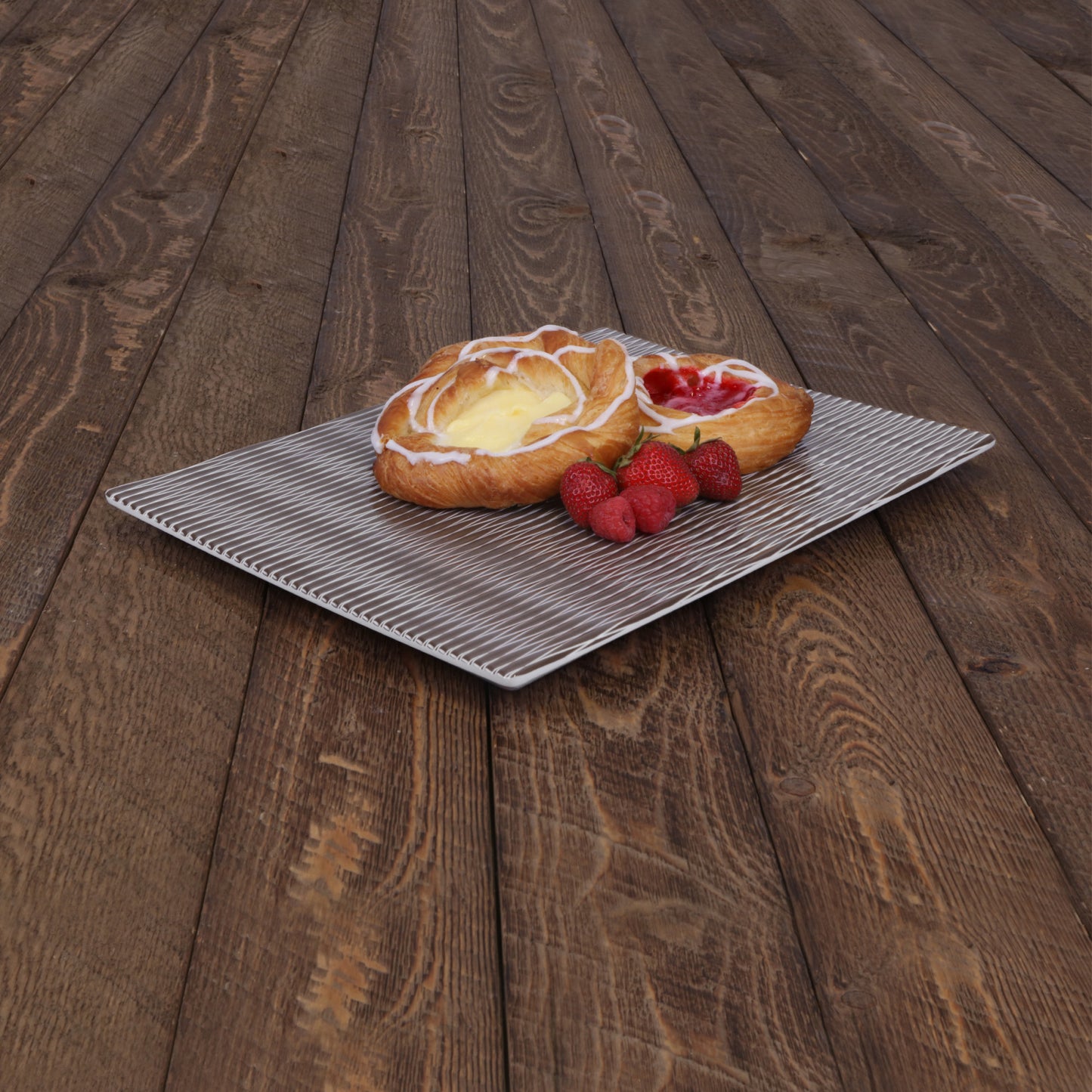 Melamine Rectangular Plate - White w/ Chocolate Decal