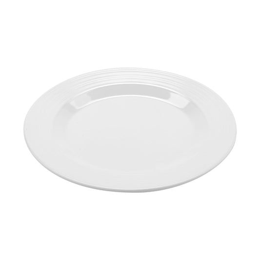 12.5" Melamine, White, Textured Rim, Round Dinner Plate, G.E.T. Minski (12 Pack)
