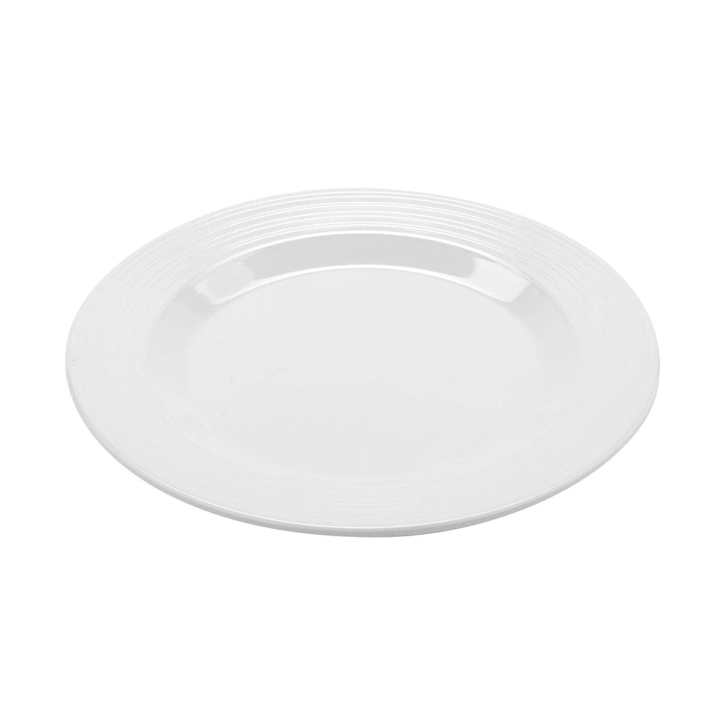 12.5" Melamine, White, Textured Rim, Round Dinner Plate, G.E.T. Minski (12 Pack)