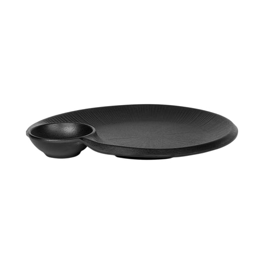 Melamine Round Chip & Dip Plate - Black