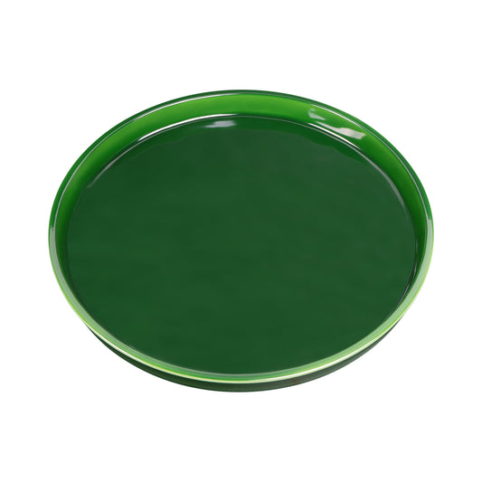 Melamine Round Coupe Plate - Green Glaze
