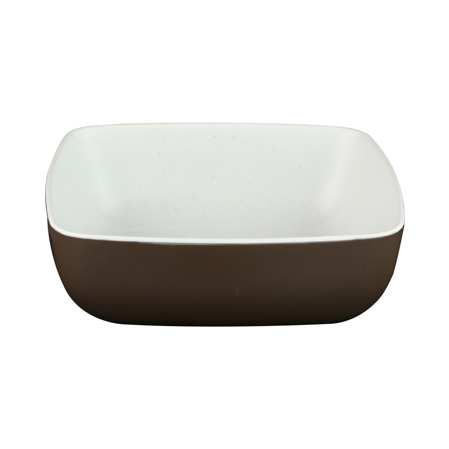 Melamine Square Bowl - White Speckle Inside, Chocolate Outside