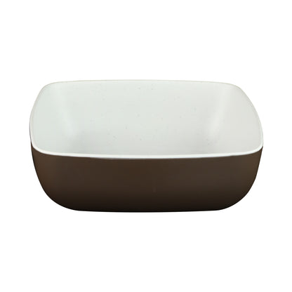 Melamine Square Bowl - White Speckle Inside, Chocolate Outside