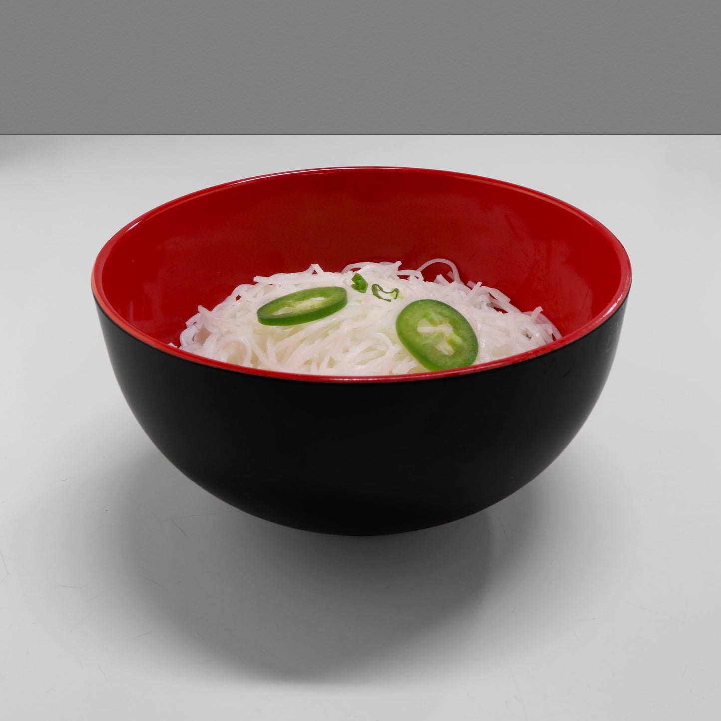 Melamine Round Two-Tone Bowl - Black Outside, Red Inside