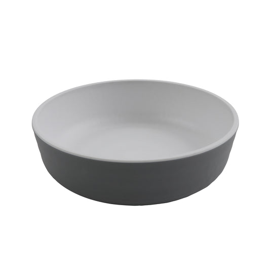 7" Low Street - 24oz Melamine Bowl, (30oz Rim Full) White Matte inside/ Gray Matte outside, GET. Roca. (12 Pack)