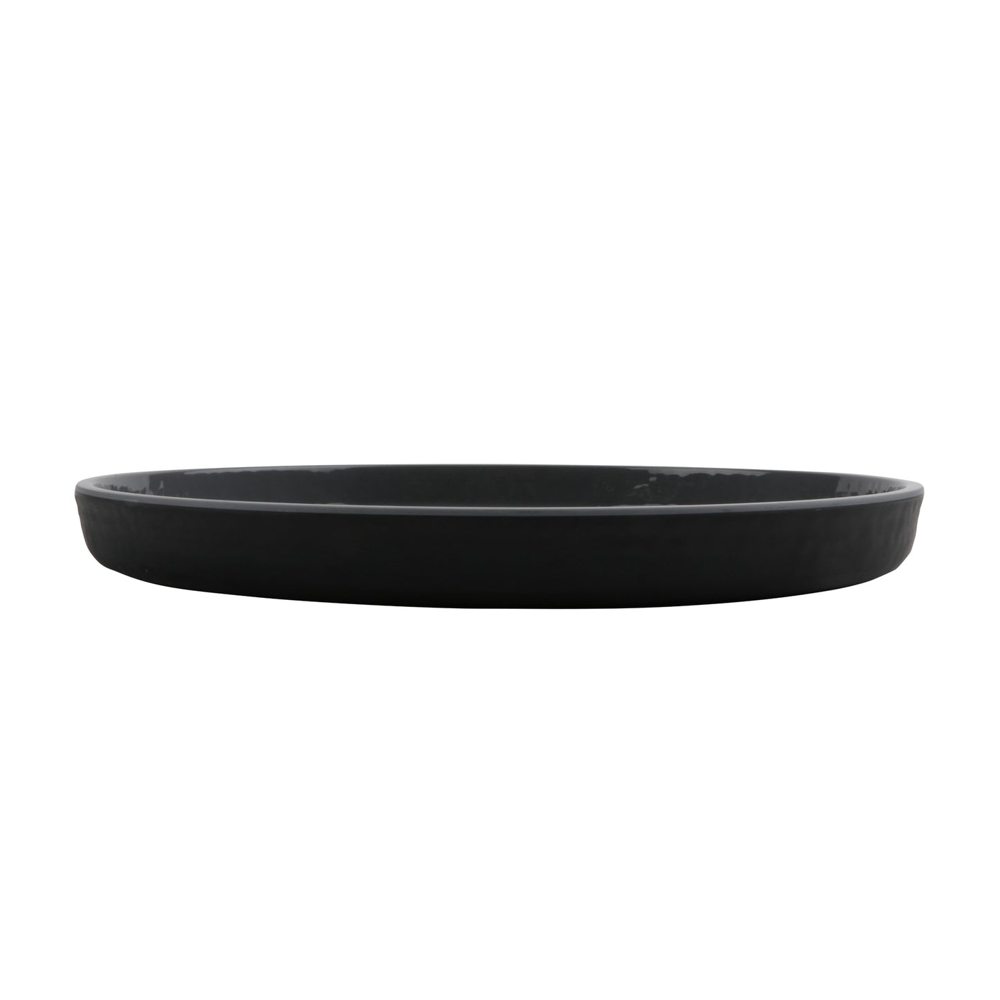 9" Round Edged Melamine Dinner Plate, Glossy Gray inside/ Black Matte outside, GET. Roca. (12 Pack)