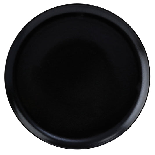 7" Black Reactive Glaze Porcelain Coupe Plate, Corona Cosmos Pluto (Stocked) (12 Pack)
