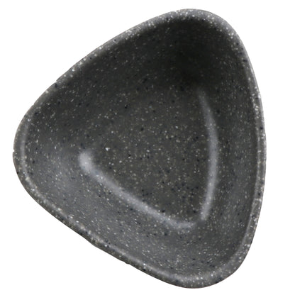 3.5 oz revive stone grey/black triangle melamine ramekin with organic texture, 3.69"L x 3.44"W x 1.63"H, GET, cheforward