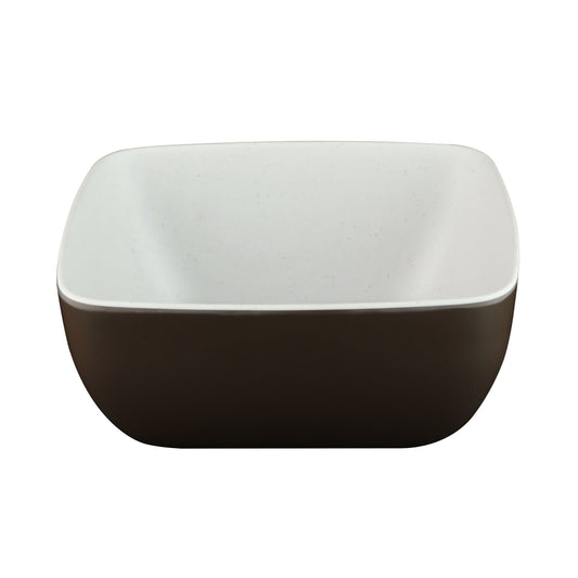 Melamine Rectangular Bowl - White Speckle Inside, Chocolate Outside