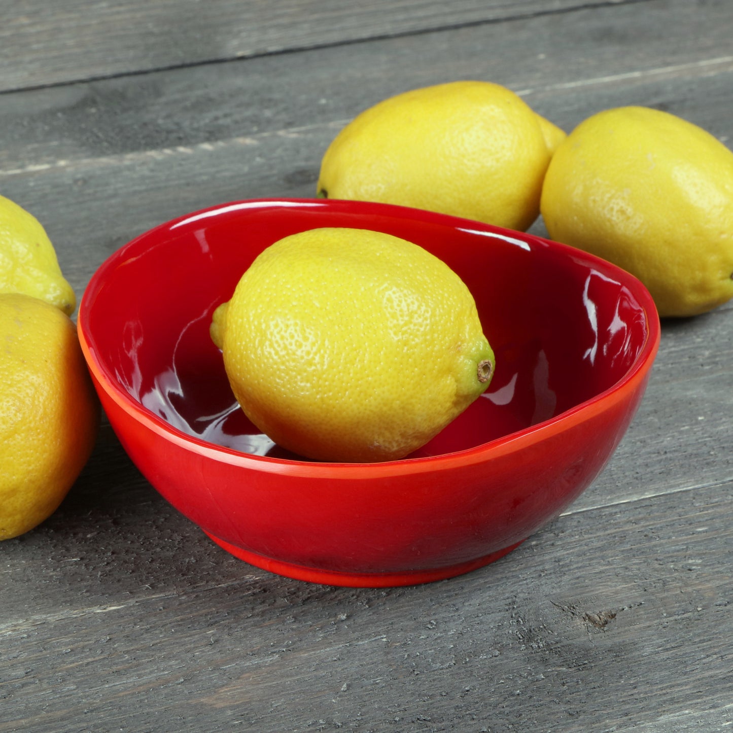 Melamine Irregular Round Bowl - Red Glaze