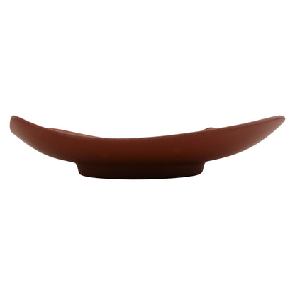 12" balance shiny black/matte terra cotta oblong melamine leaf platter (large), 12"L x 9.5"W x 2.15"H, GET, cheforward