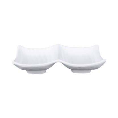 Melamine Two Compartment Tray - White