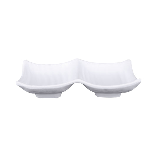 Melamine Two Compartment Tray - White