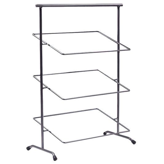 22" x 11" Gray Rectangular 3-Tier Tilted Pane Stand, 31.25"