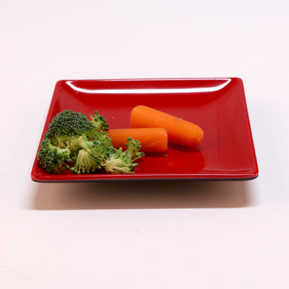 Melamine Square Two-Tone Plate - Black Outside, Red Inside