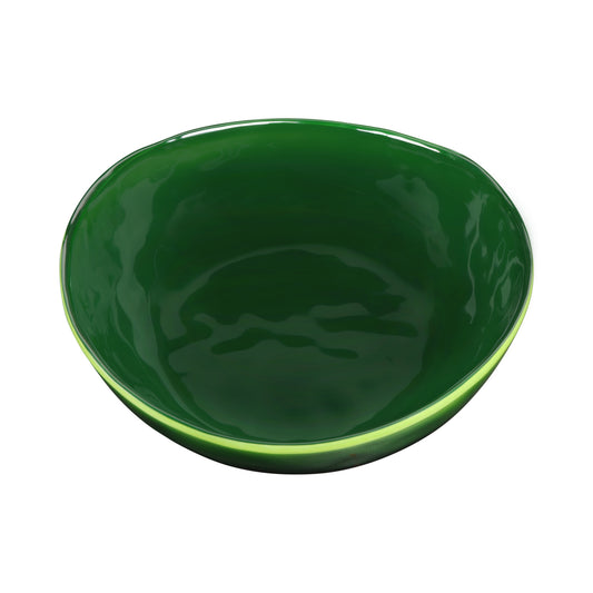 Melamine Irregular Round Bowl - Green Glaze
