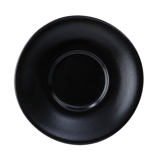 6 1/2" Black Reactive Glaze Porcelain Tea/Bouillon Saucer, Corona Cosmos Pluto (12 Pack)