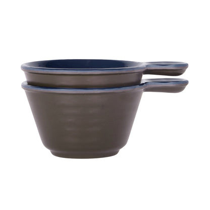 Melamine Bowl w/ 1 1/2" Handle - Chocolate Matte Outside/Lapis Gloss Inside