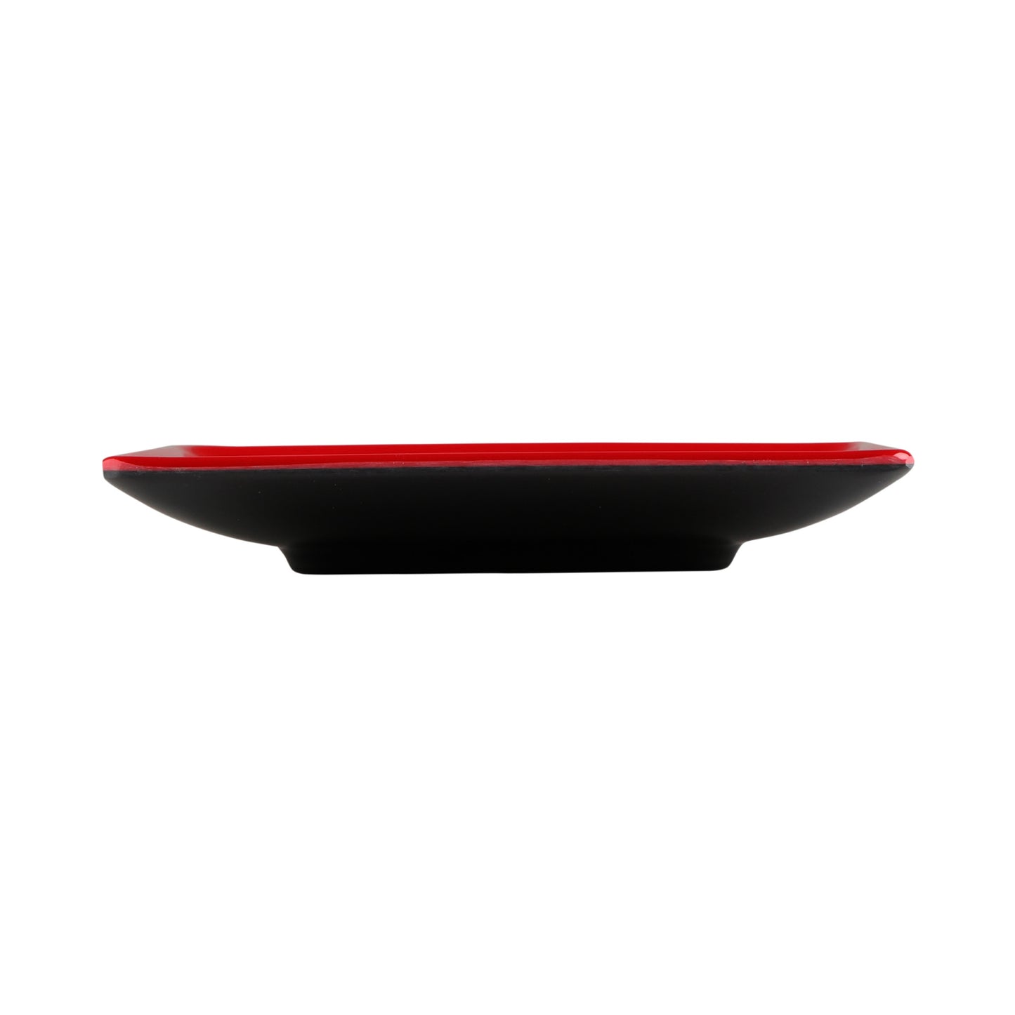 Melamine Square Two-Tone Plate - Black Outside, Red Inside