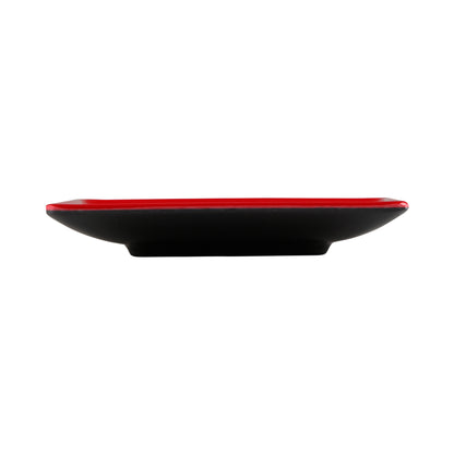 Melamine Square Two-Tone Plate - Black Outside, Red Inside