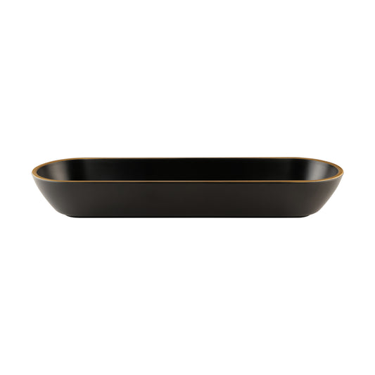 Melamine Oval Bowl - Black w/ Gold Decal