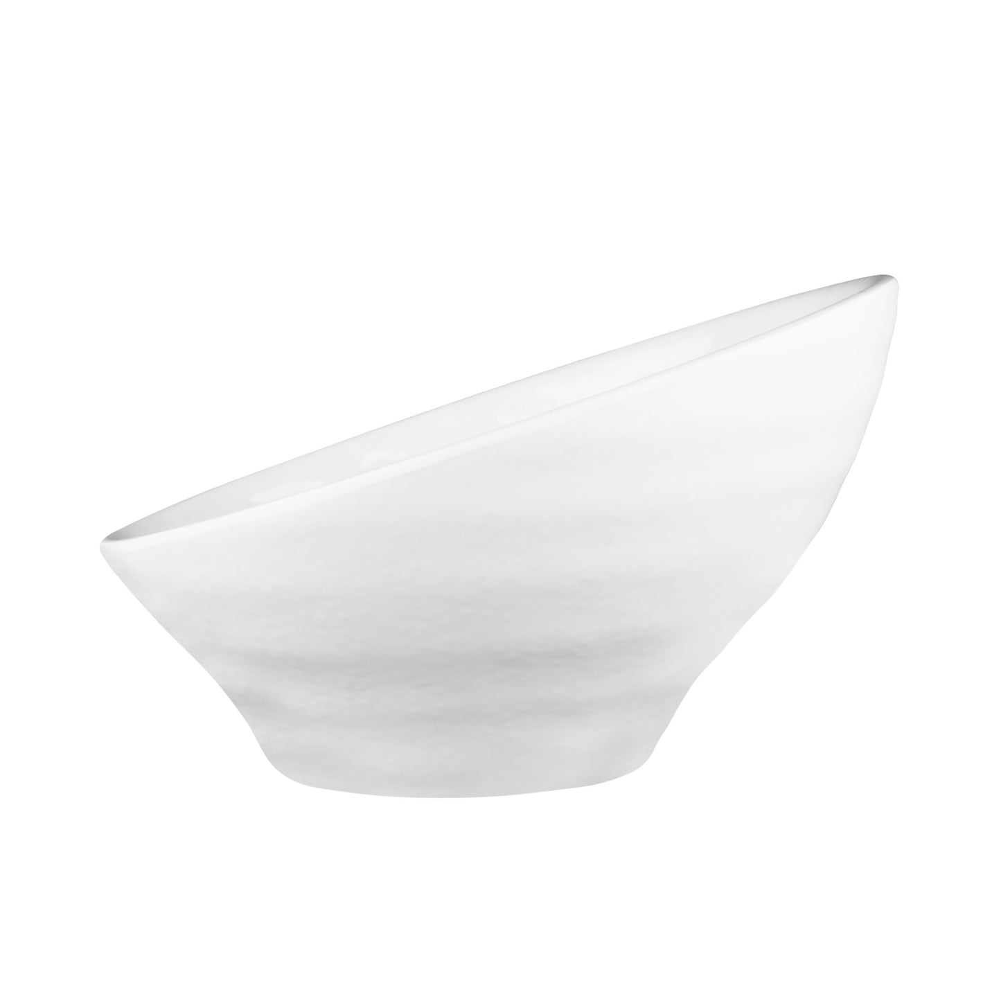 Melamine Angled Bowl - White Gloss Inside/White Matte Outside