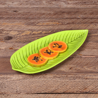 Melamine Medium Leaf Platter - Design Green