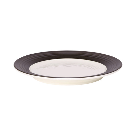 Melamine Round Two-Tone Plate - Antique White Gloss Inside/Chocolate Matte Outside